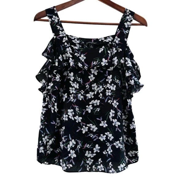 Banana Republic Factory Tops - Banana Republic Black with Floral Print Floral Tank Top size Small